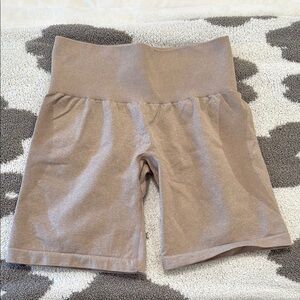 Tan High-Waisted Shorts